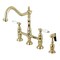 Kingston Brass KS1272PLBS Heritage Bridge Kitchen Faucet W/Brass Sprayer, Brass KS1272PLBS - alternate 1